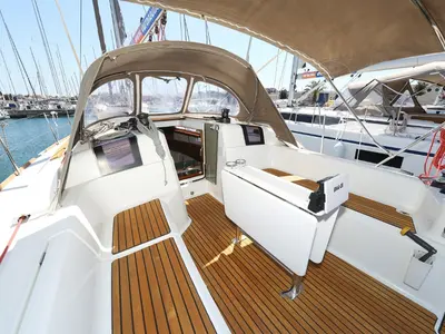 Eol, a Jeanneau Sun Odyssey 389 sailboat at Grad Biograd na Moru, Croatia