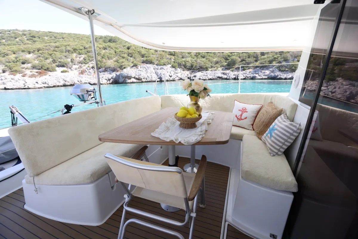 Romeo and Juliet, a Fountaine Pajot Lipari 41 catamaran at Bodrum, Turkey