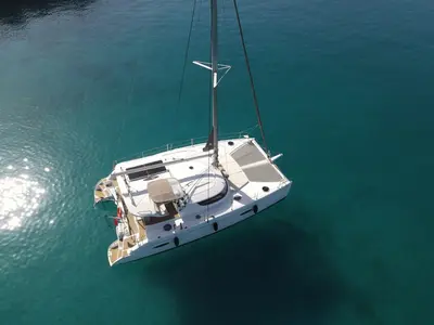Romeo and Juliet, a Fountaine Pajot Lipari 41 catamaran at Bodrum, Turkey
