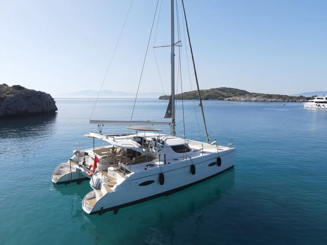 Romeo and Juliet, a Fountaine Pajot Lipari 41 catamaran at Bodrum, Turkey