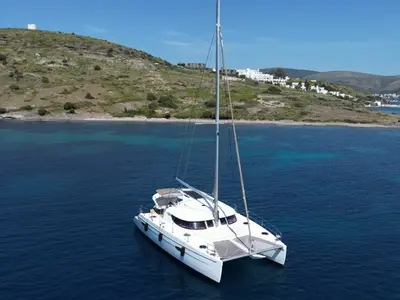 Romeo and Juliet, a Fountaine Pajot Lipari 41 catamaran at Bodrum, Turkey