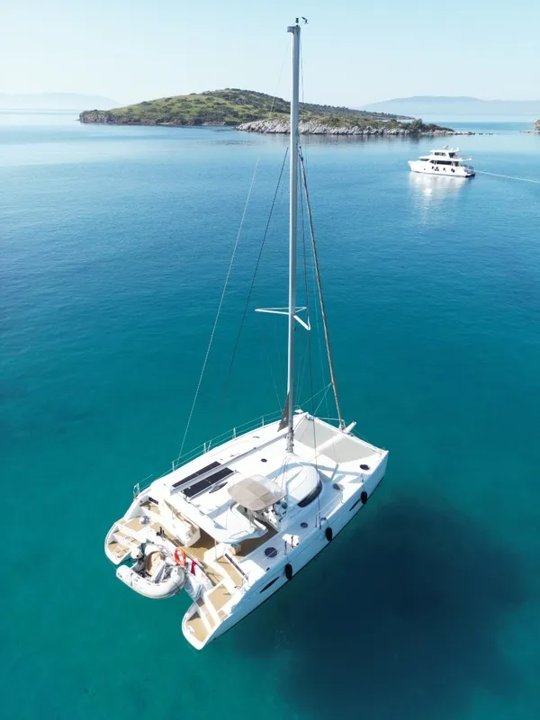 Romeo and Juliet, a Fountaine Pajot Lipari 41 catamaran at Bodrum, Turkey