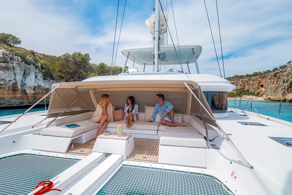 Deck of DREAM, a Lagoon 55 catamaran at Athens, Greece