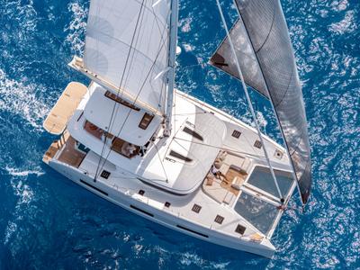 Exterior view of DREAM, a Lagoon 55 catamaran at Athens, Greece