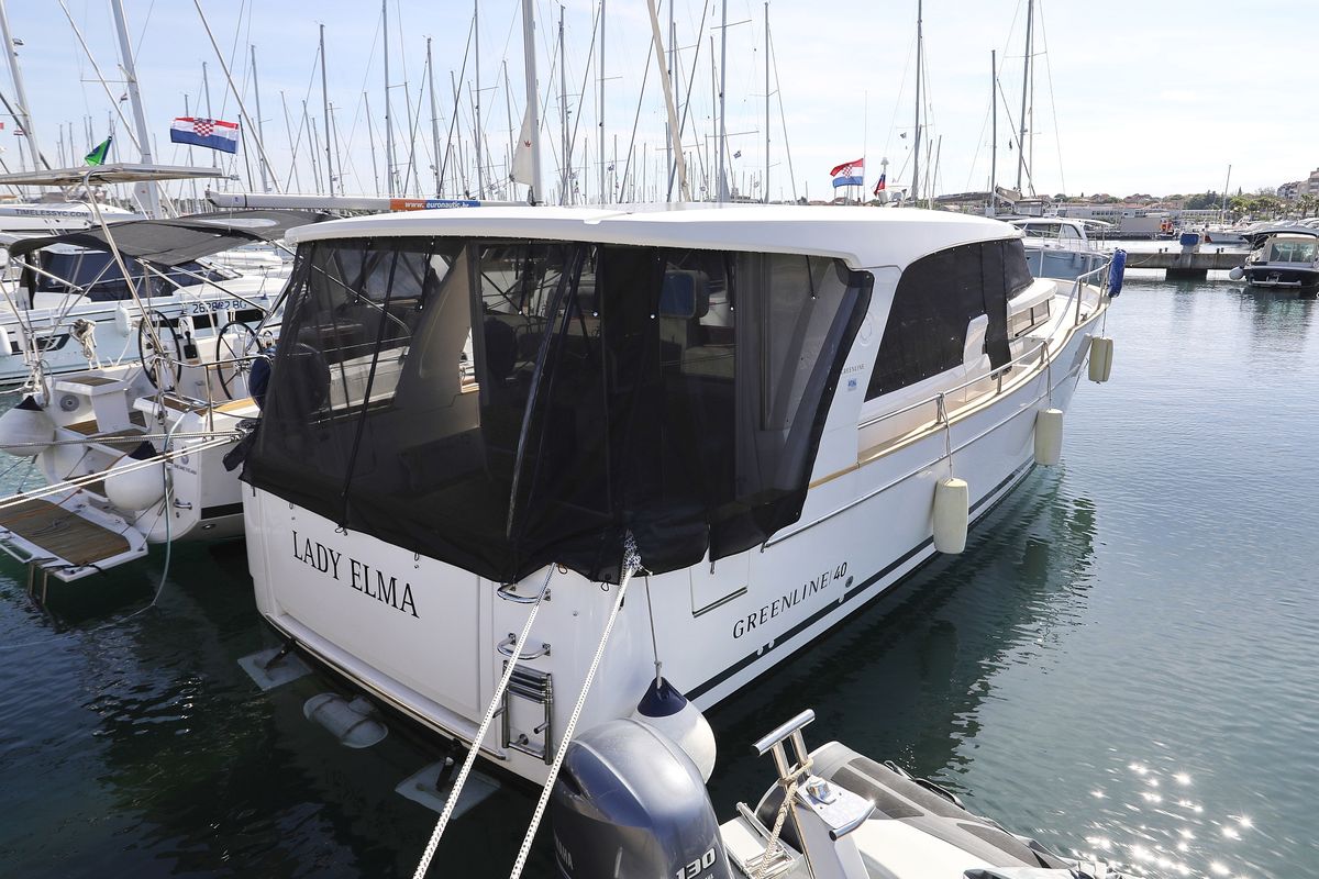 Exterior view of Lady Elma, a Greenline 40 yacht at Grad Biograd na Moru, Croatia