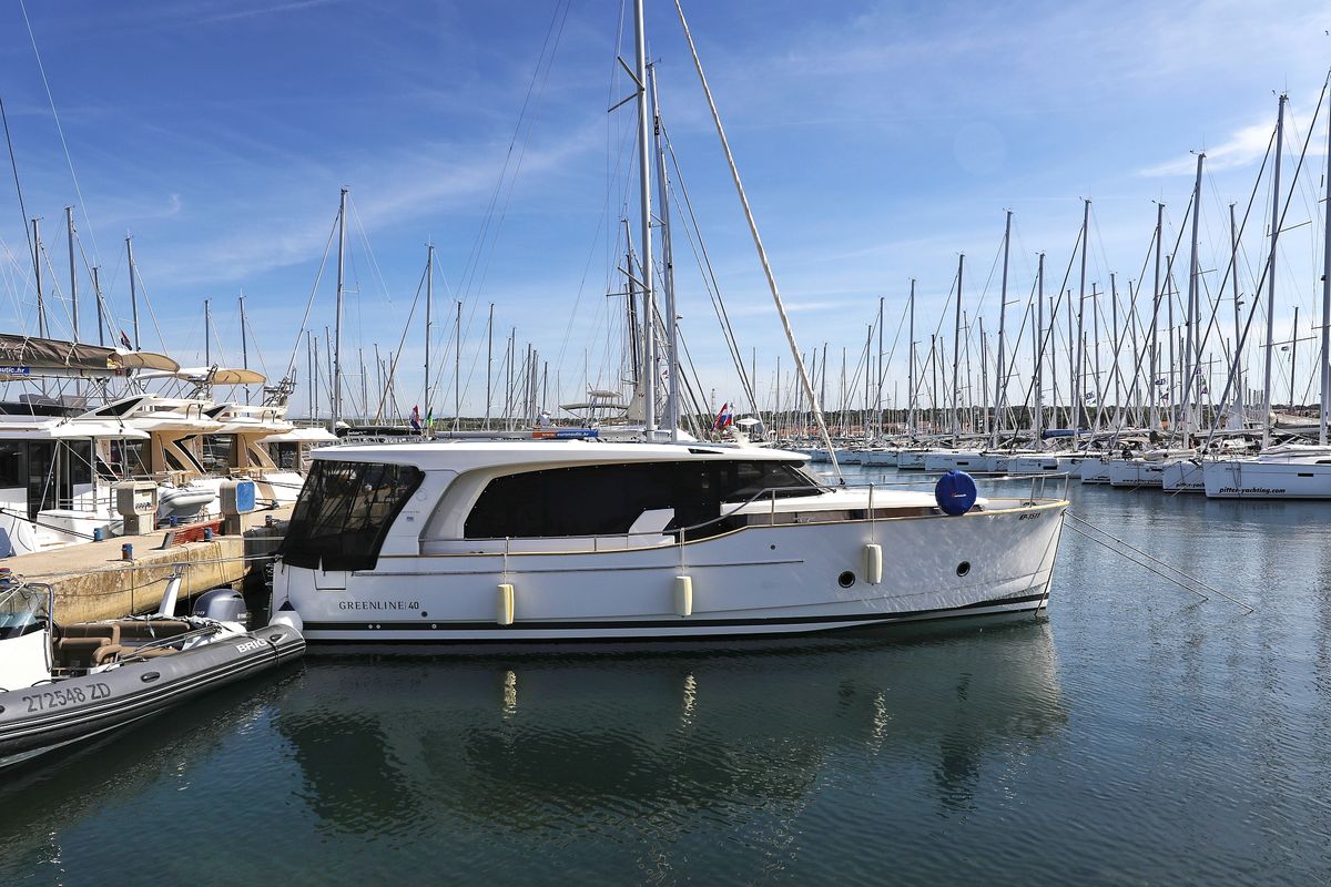 Exterior view of Lady Elma, a Greenline 40 yacht at Grad Biograd na Moru, Croatia