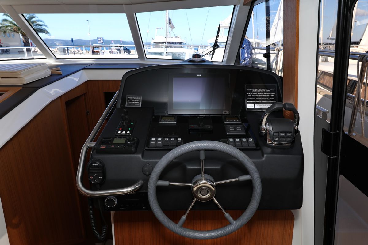 Cockpit of Lady Elma, a Greenline 40 yacht at Grad Biograd na Moru, Croatia
