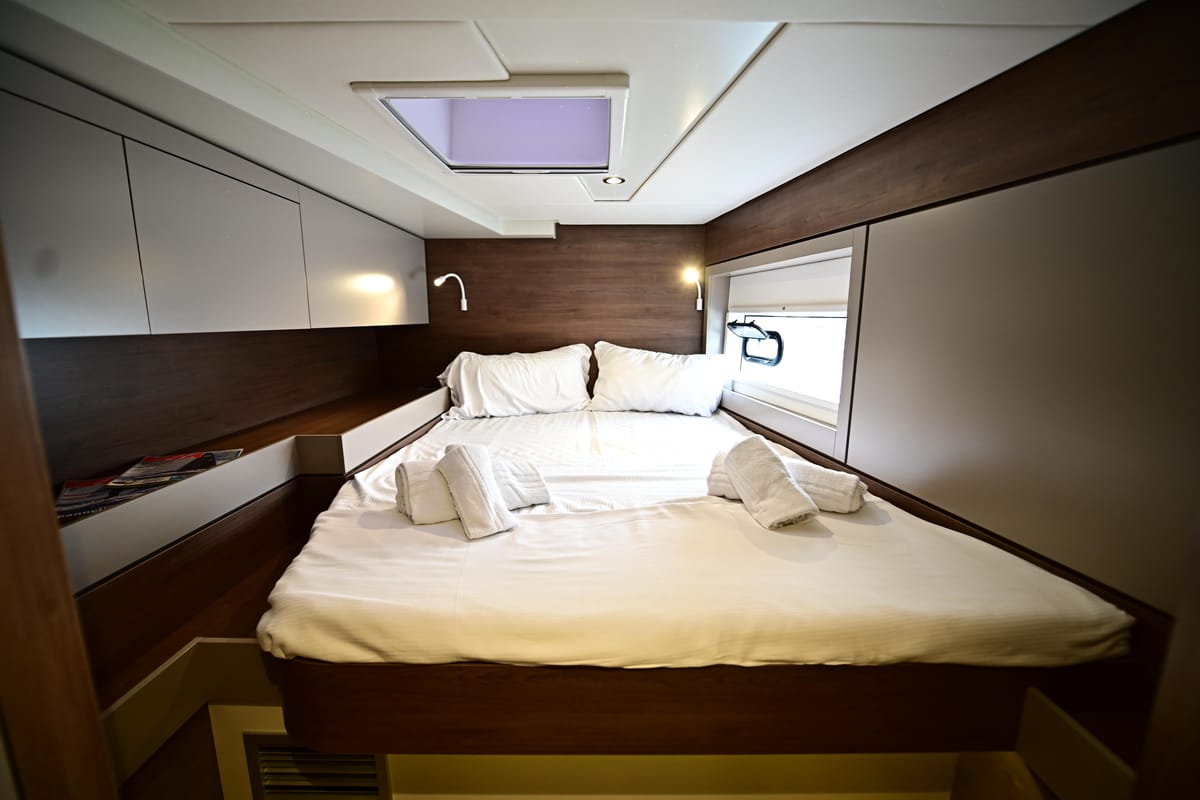 Cabin on Endeavour, a Bali 4.6 catamaran at Tonnarella, Italy