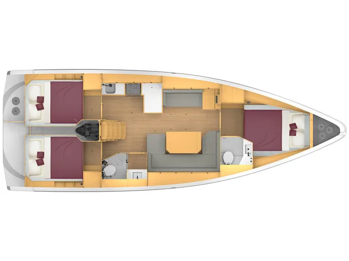 Floor plan of Horizon, a Bavaria C42 sailboat at Skiathos, Greece