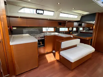 Galley of Black Swan, a Beneteau Oceanis 51.1 sailboat at Athens, Greece