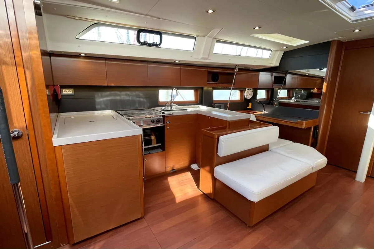 Galley of Black Swan, a Beneteau Oceanis 51.1 sailboat at Athens, Greece