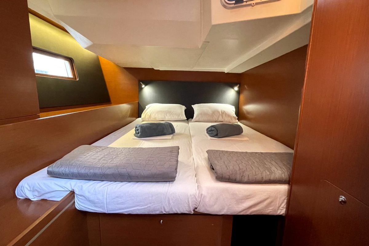 Cabin on Black Swan, a Beneteau Oceanis 51.1 sailboat at Athens, Greece