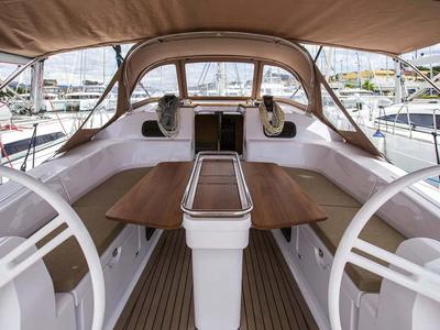 Deck of Monaco, a Elan Impression 45 sailboat at Općina Baška Voda, Croatia