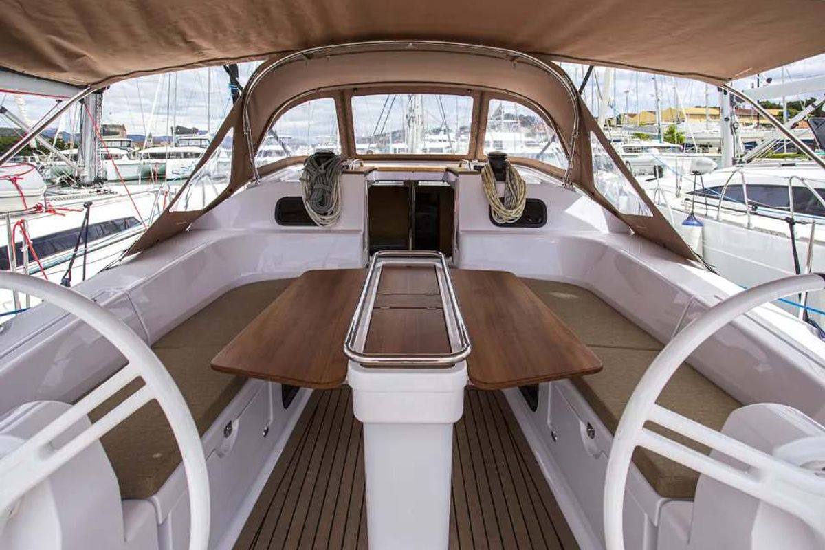 Deck of Monaco, a Elan Impression 45 sailboat at Općina Baška Voda, Croatia