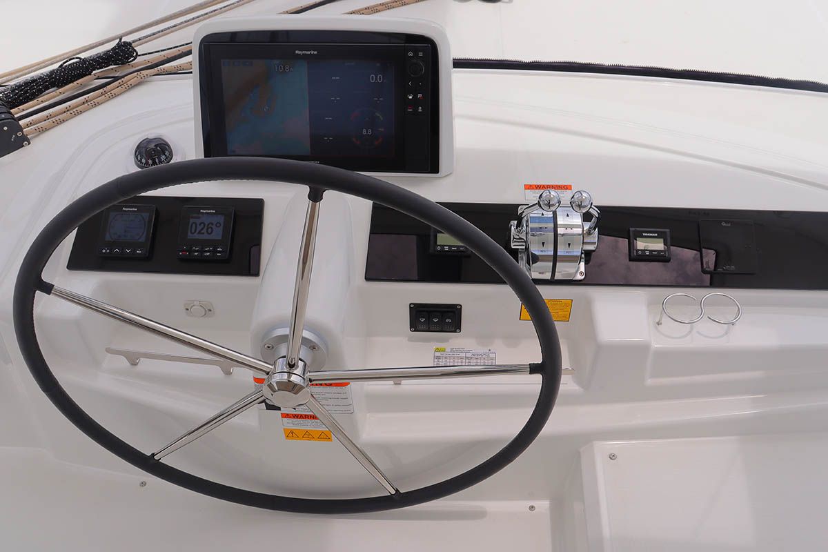 Cockpit of Knot Working, a Lagoon 46 catamaran at Road Town, British Virgin Islands