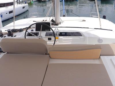 Cockpit of Knot Working, a Lagoon 46 catamaran at Road Town, British Virgin Islands