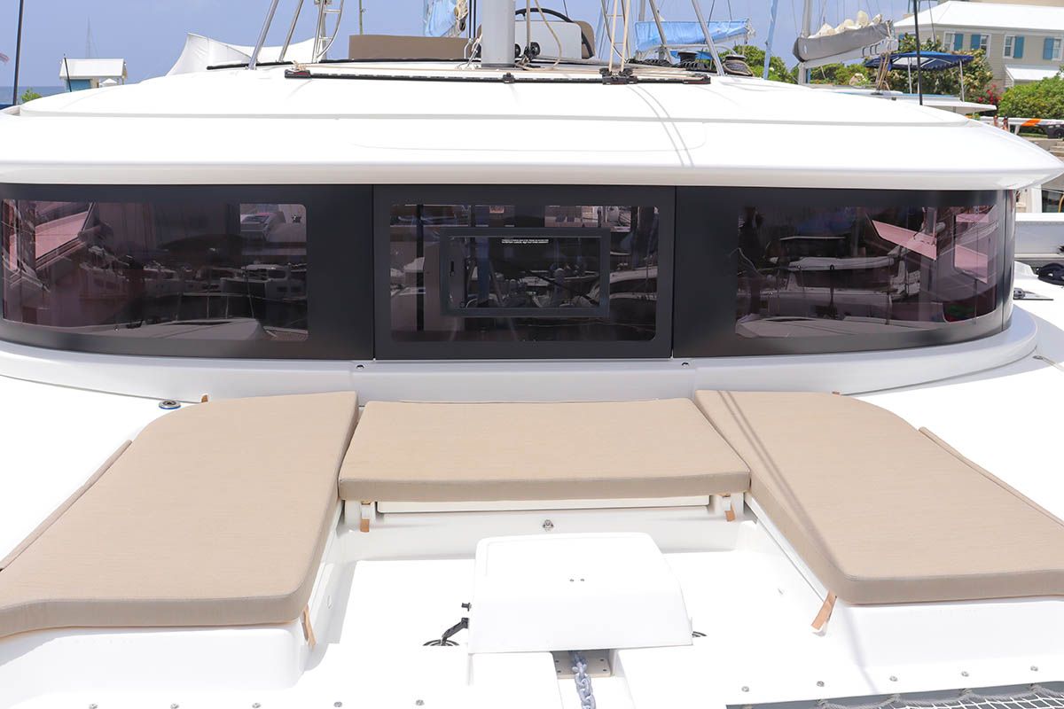 Deck of Knot Working, a Lagoon 46 catamaran at Road Town, British Virgin Islands