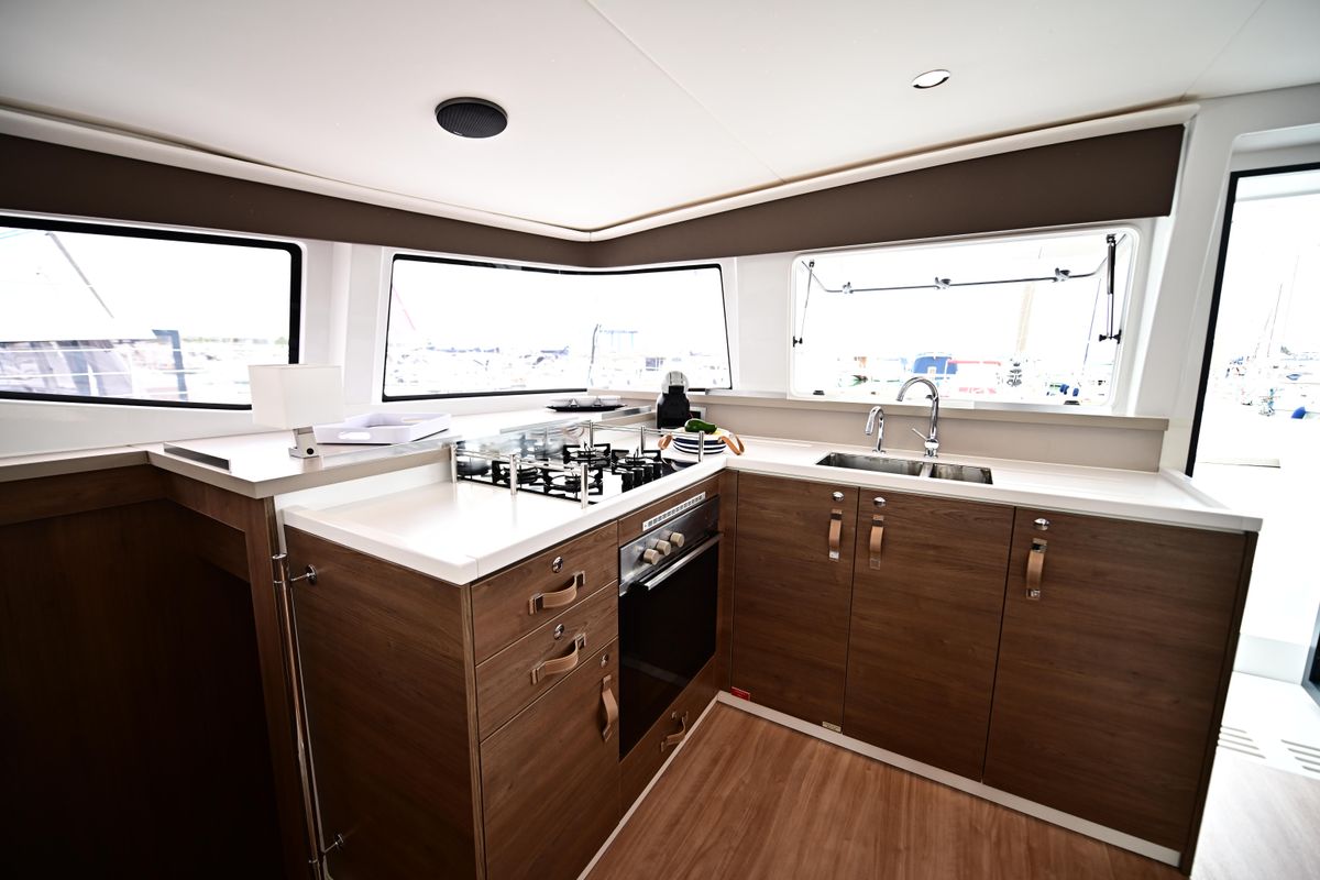 Galley of Grease, a Bali 4.4 catamaran at Salerno, Italy