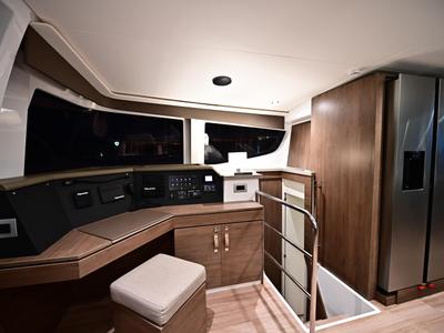 Cockpit of Grease, a Bali 4.4 catamaran at Salerno, Italy
