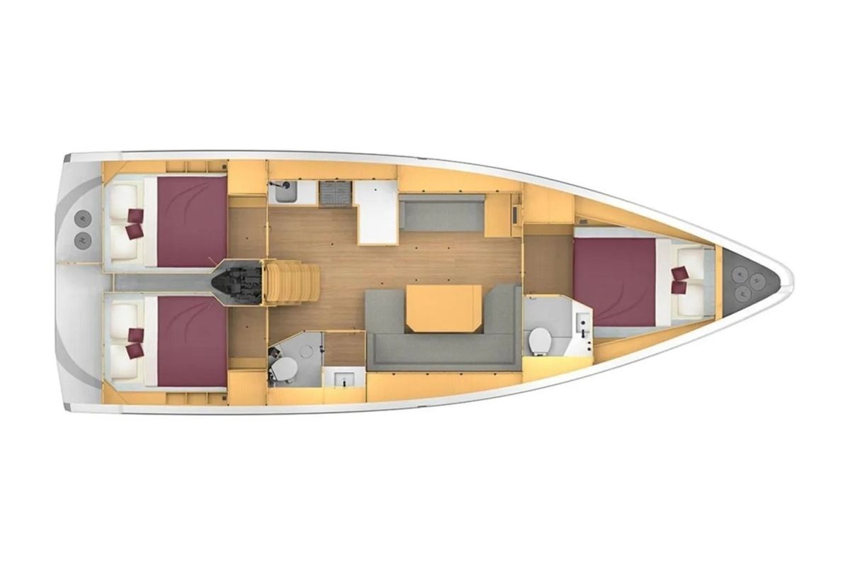 Floor plan of Blackberry, a Bavaria C42 sailboat at Parikia, Greece