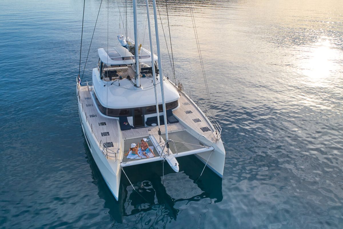 Exterior view of Amada Mia - CREWED, a Lagoon Sixty 5 catamaran at Split, Croatia
