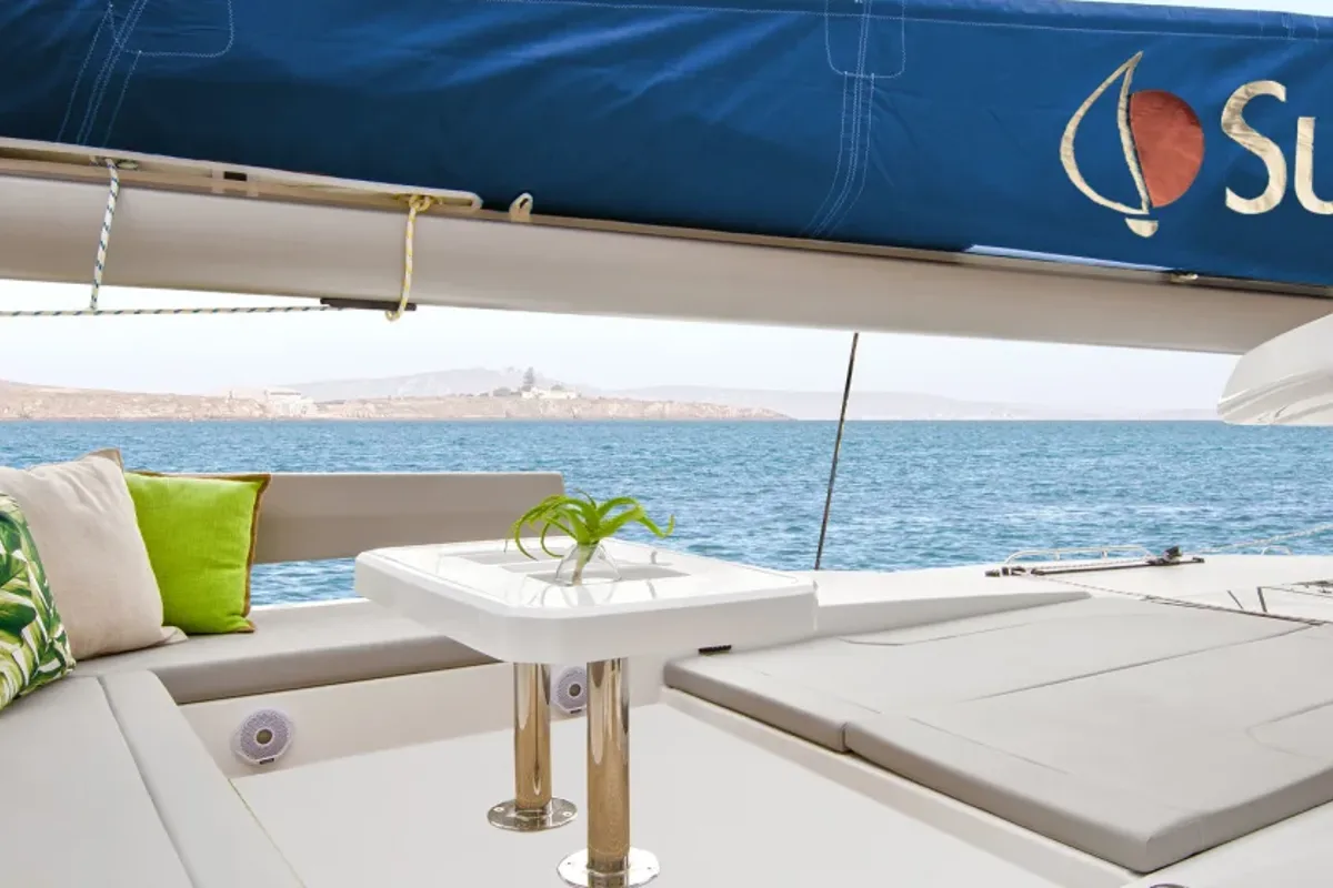 Deck of Sunsail 454L Premium, a Leopard 45 catamaran at Pa Khlok, Thailand