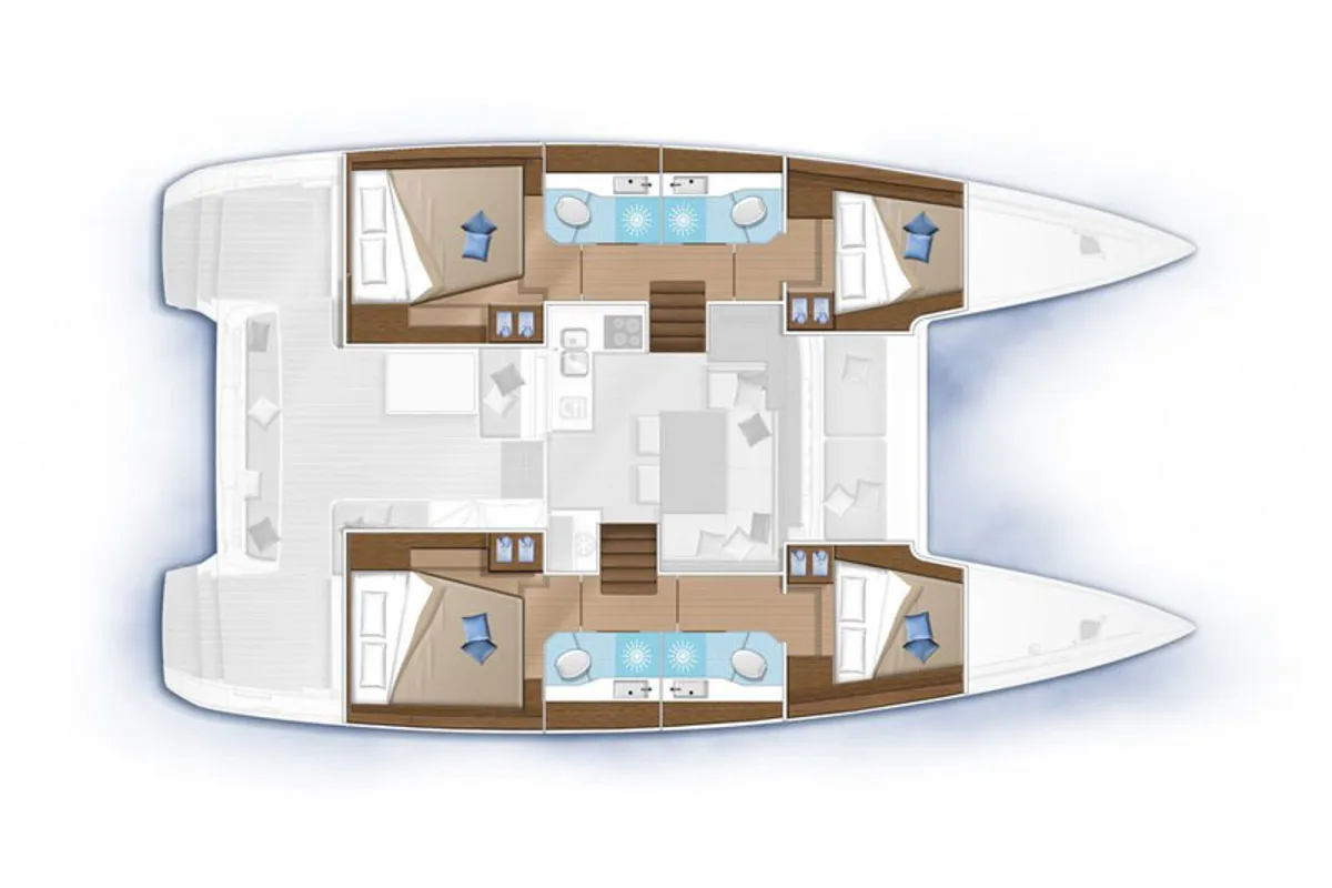 Floor plan of Ioli II, a Lagoon 40 catamaran at Athens, Greece