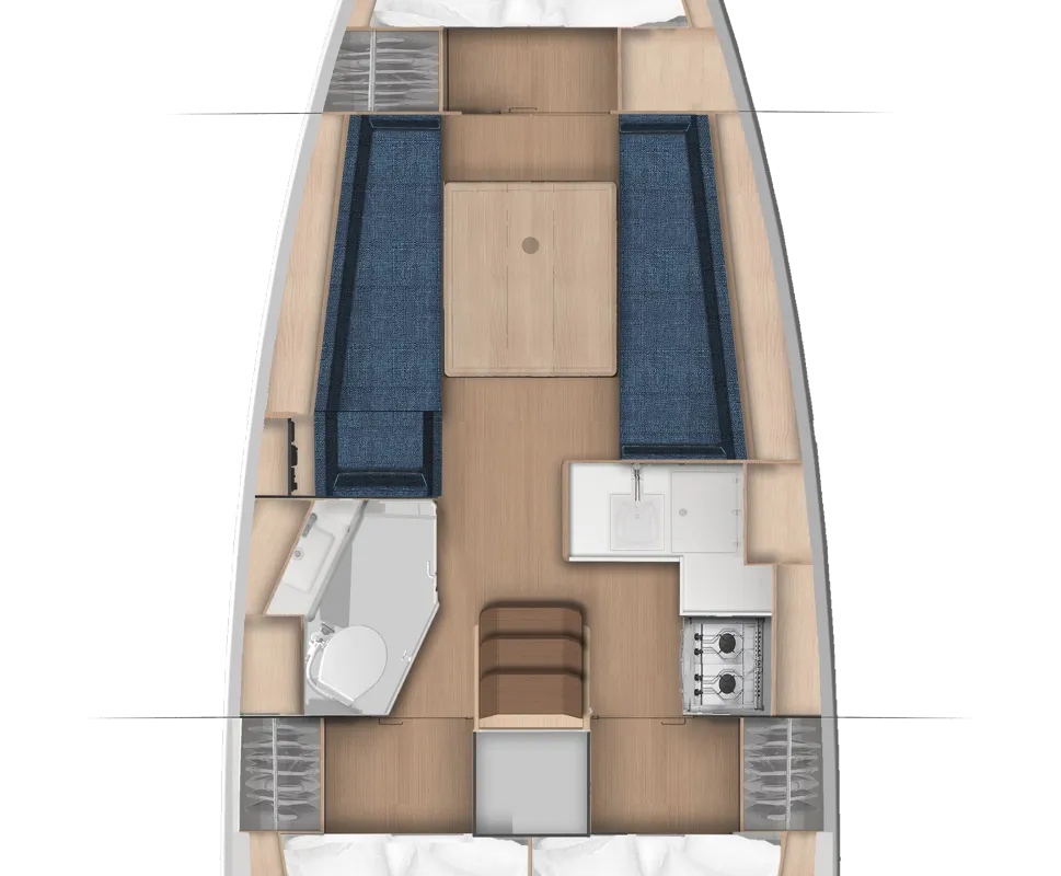 Floor plan of Luigi, a sailboat at Grad Biograd na Moru, Croatia