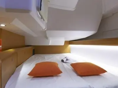 Cabin on Verdi, a Jeanneau Sun Odyssey 479 sailboat at Seget Donji, Croatia
