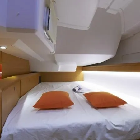 Cabin on Verdi, a Jeanneau Sun Odyssey 479 sailboat at Seget Donji, Croatia