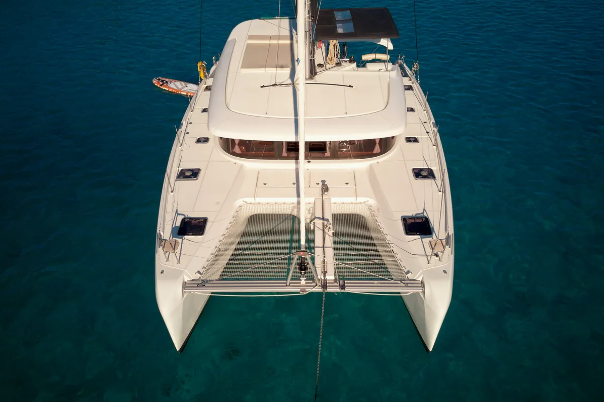 Exterior view of Barney, a Lagoon 42 catamaran at Grad Trogir, Croatia