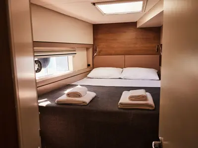 Cabin on Libra, a Bali 4.4 catamaran at Marmaris, Turkey
