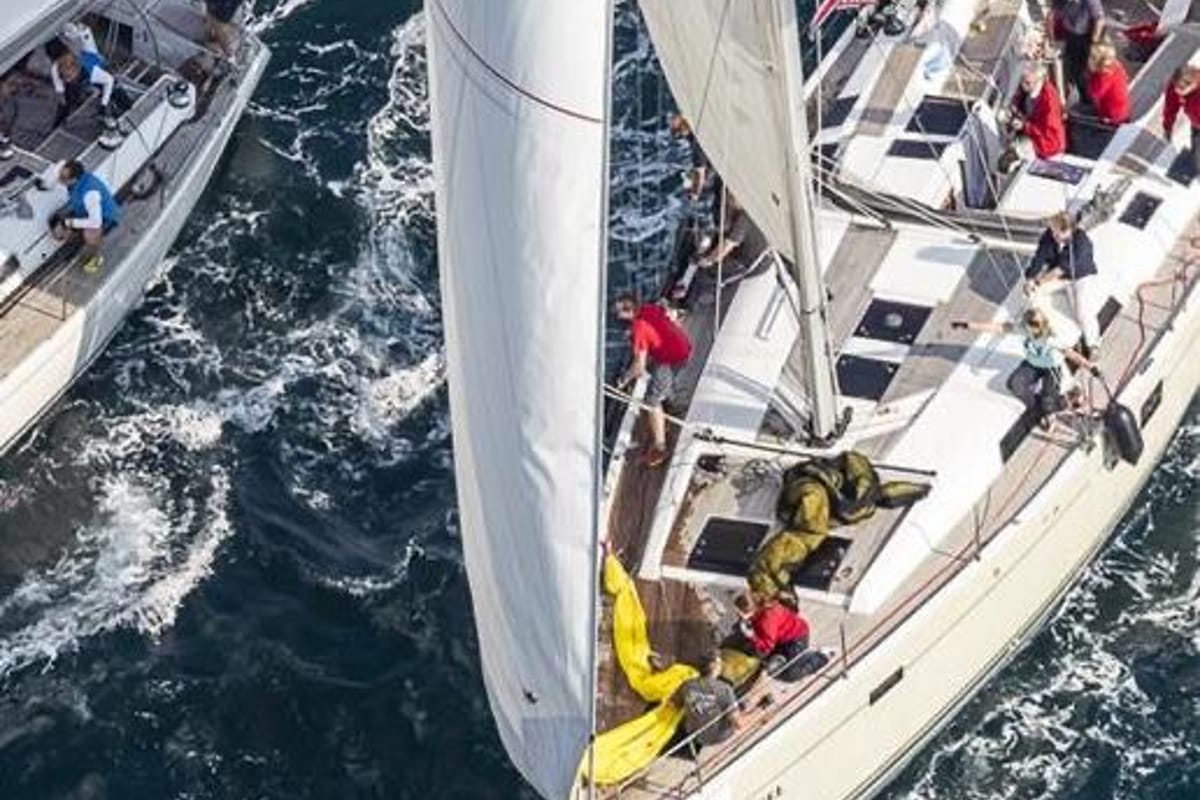 Deck of Wrungel, a Hanse Yachts Hanse 505 sailboat at Grad Rovinj, Croatia
