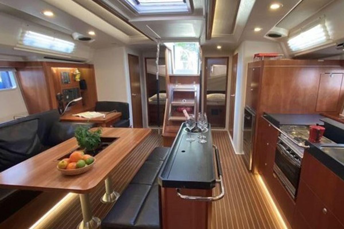Salon of Wrungel, a Hanse Yachts Hanse 505 sailboat at Grad Rovinj, Croatia
