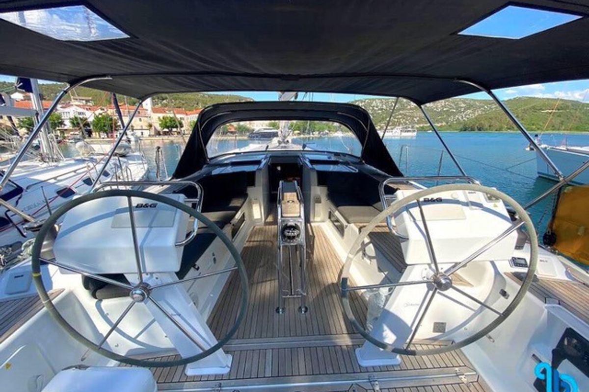 Cockpit of Wrungel, a Hanse Yachts Hanse 505 sailboat at Grad Rovinj, Croatia