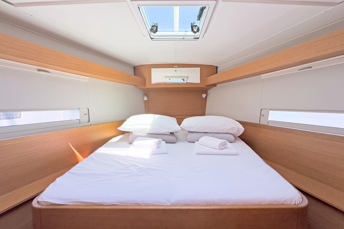 Cabin on First Love, a Dufour 430 sailboat at Skradin, Croatia