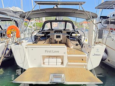 Deck of First Love, a Dufour 430 sailboat at Skradin, Croatia