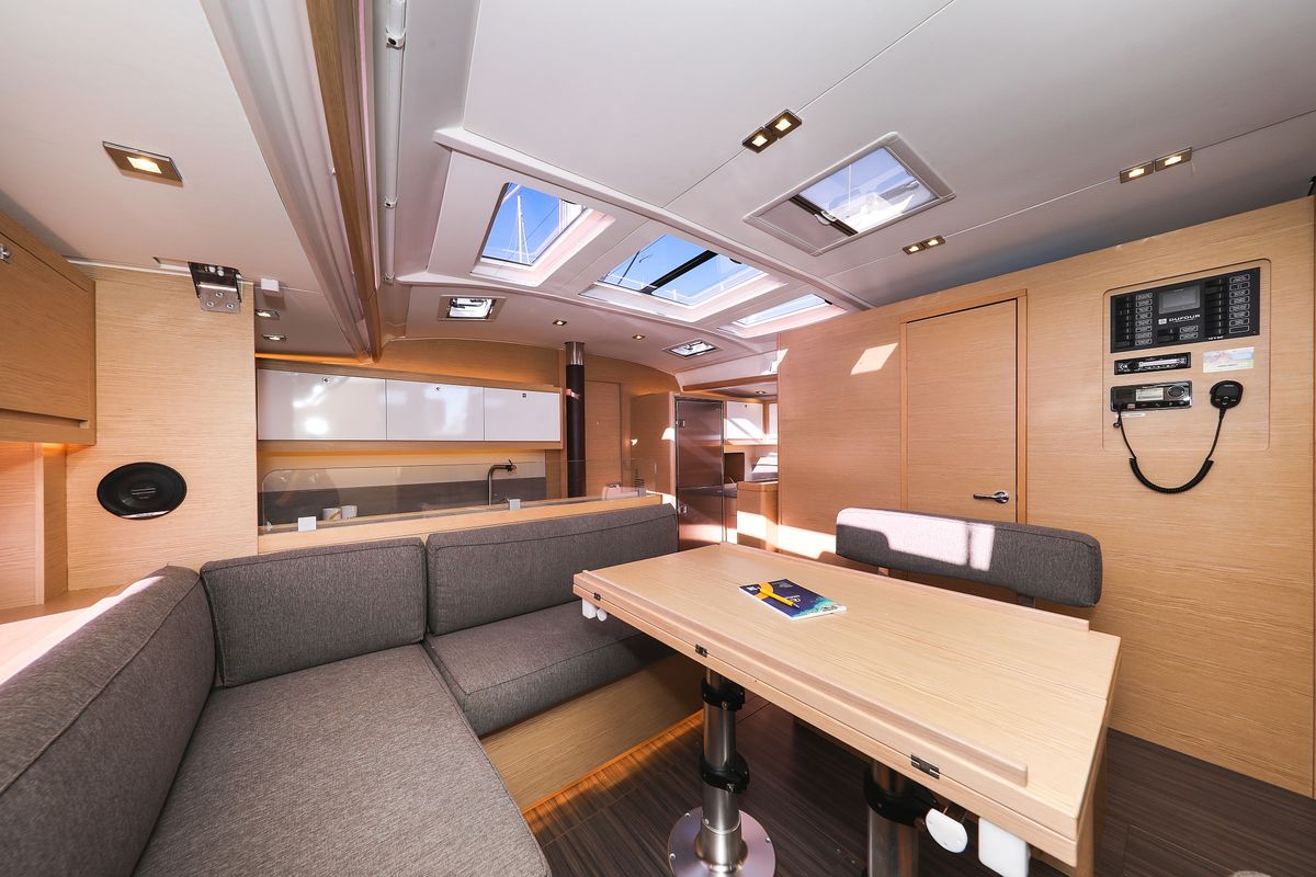 Salon of Kasper, a Dufour 530 sailboat at Grad Vodice, Croatia