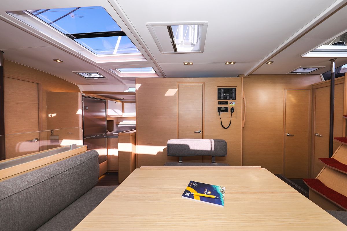 Salon of Kasper, a Dufour 530 sailboat at Grad Vodice, Croatia
