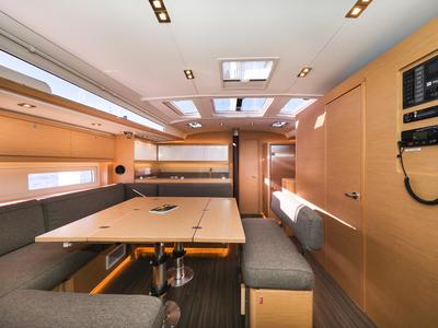 Salon of Kasper, a Dufour 530 sailboat at Grad Vodice, Croatia