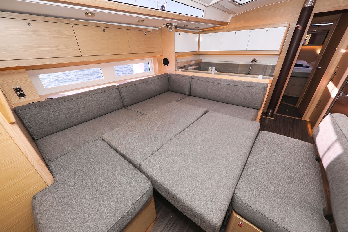 Salon of Kasper, a Dufour 530 sailboat at Grad Vodice, Croatia