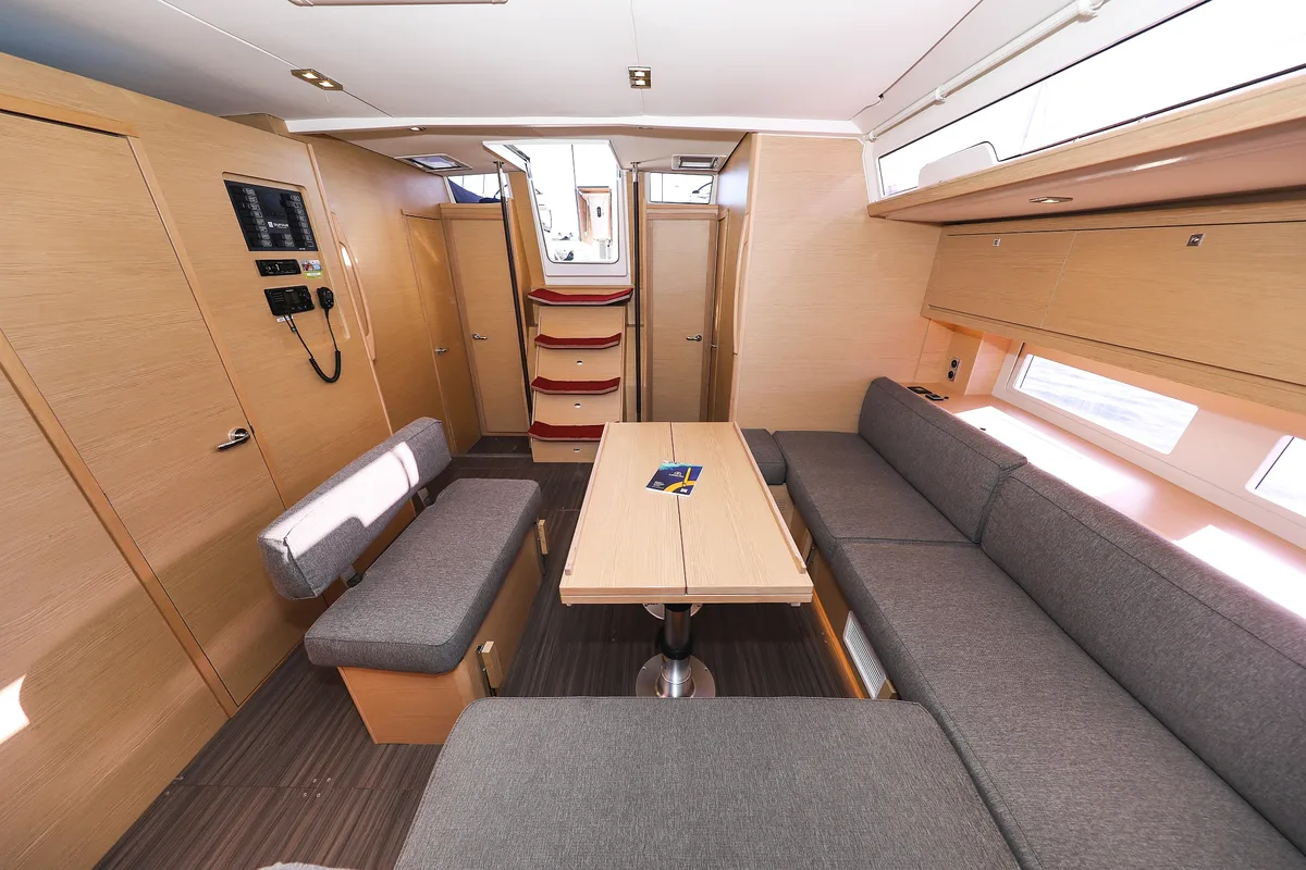 Salon of Kasper, a Dufour 530 sailboat at Grad Vodice, Croatia