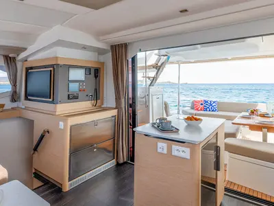 Salon of Ripple, a Fountaine Pajot FP 44 Maestro catamaran at Charlotte Amalie, United States