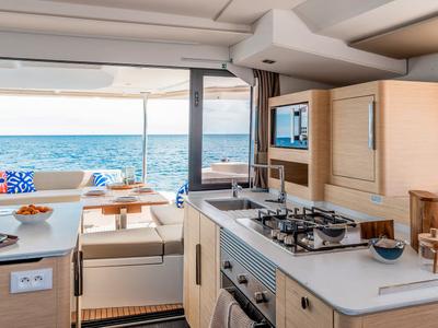 Galley of Ripple, a Fountaine Pajot FP 44 Maestro catamaran at Charlotte Amalie, United States