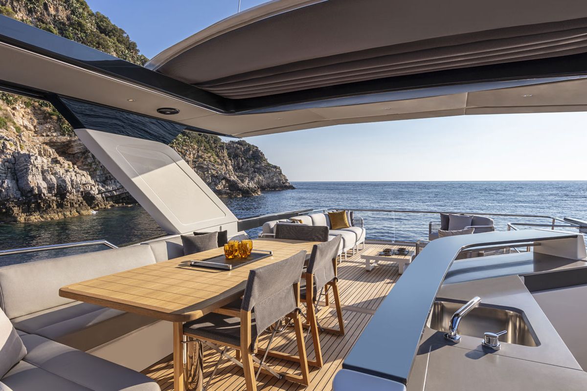 Deck of Knitewear.Club 3, a Absolute Yachts Navetta 64 yacht at Općina Sukošan, Croatia