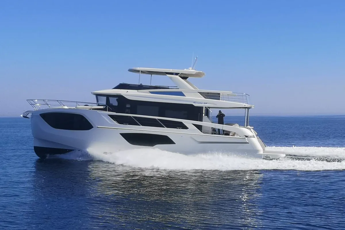 Exterior view of Knitewear.Club 3, a Absolute Yachts Navetta 64 yacht at Općina Sukošan, Croatia