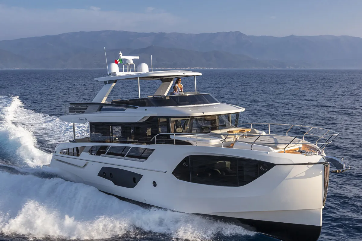 Deck of Knitewear.Club 3, a Absolute Yachts Navetta 64 yacht at Općina Sukošan, Croatia