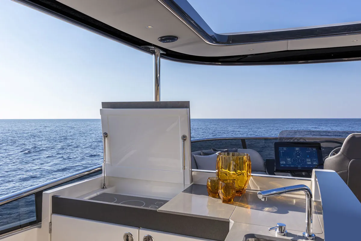 Deck of Knitewear.Club 3, a Absolute Yachts Navetta 64 yacht at Općina Sukošan, Croatia