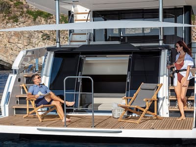 Cockpit of Knitewear.Club 3, a Absolute Yachts Navetta 64 yacht at Općina Sukošan, Croatia