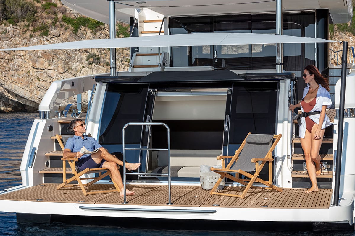 Cockpit of Knitewear.Club 3, a Absolute Yachts Navetta 64 yacht at Općina Sukošan, Croatia